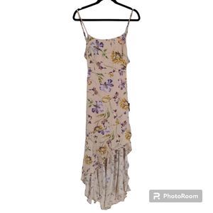 Lulus Women's Bright Blossoms Blush Pink Floral Print High-Low Maxi Dress Medium